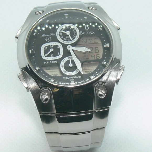 Bulova Marine Star World Time Mens Watch - Picture 2 of 10